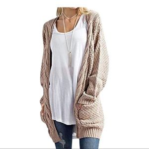 GRECERELLE Women's Loose Open Front Long Sleeve Solid Color Knit Cardiga…